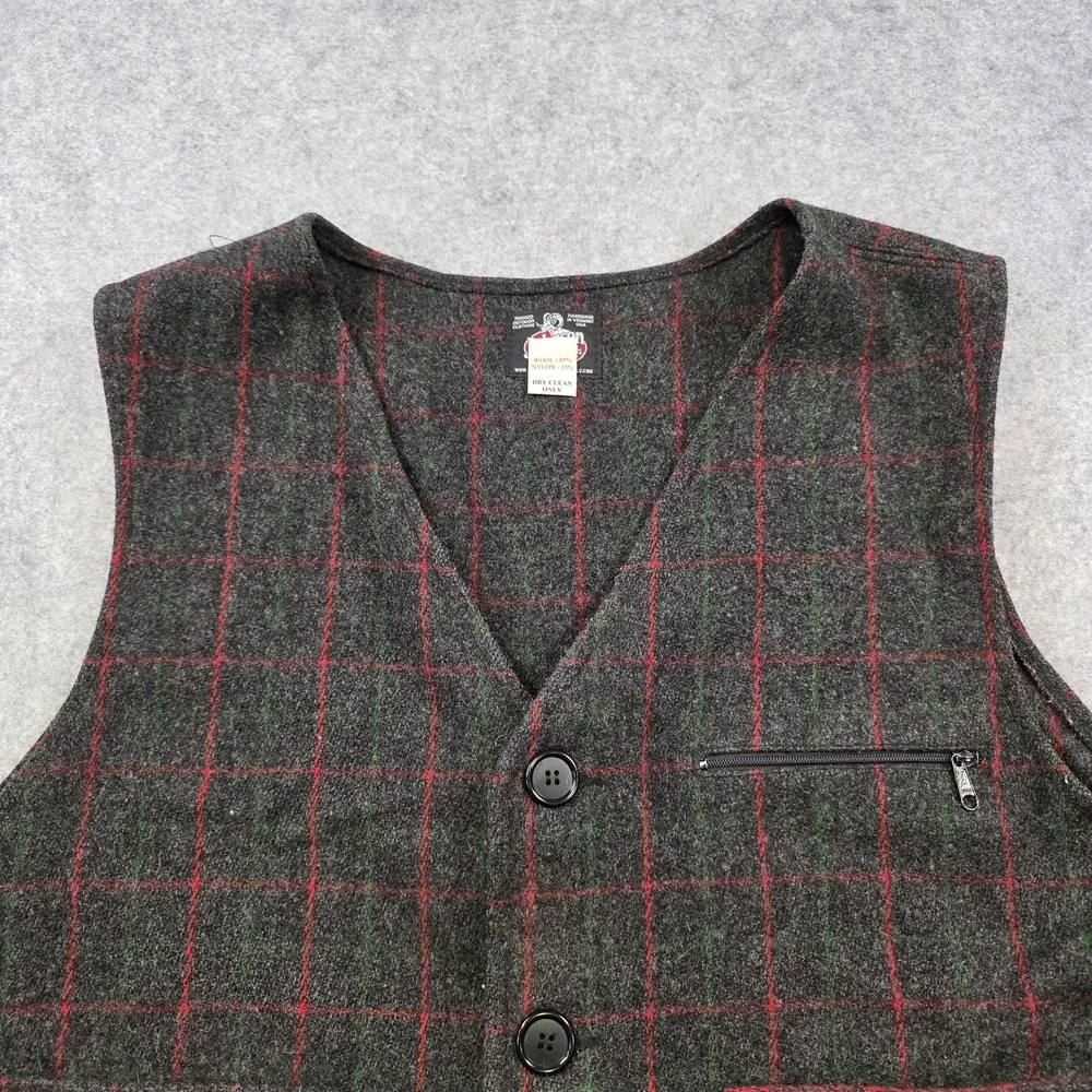 Johnson Woolen Mills Vest Mens XL? Gray Plaid Wool Adirondack PLD USA Hunting